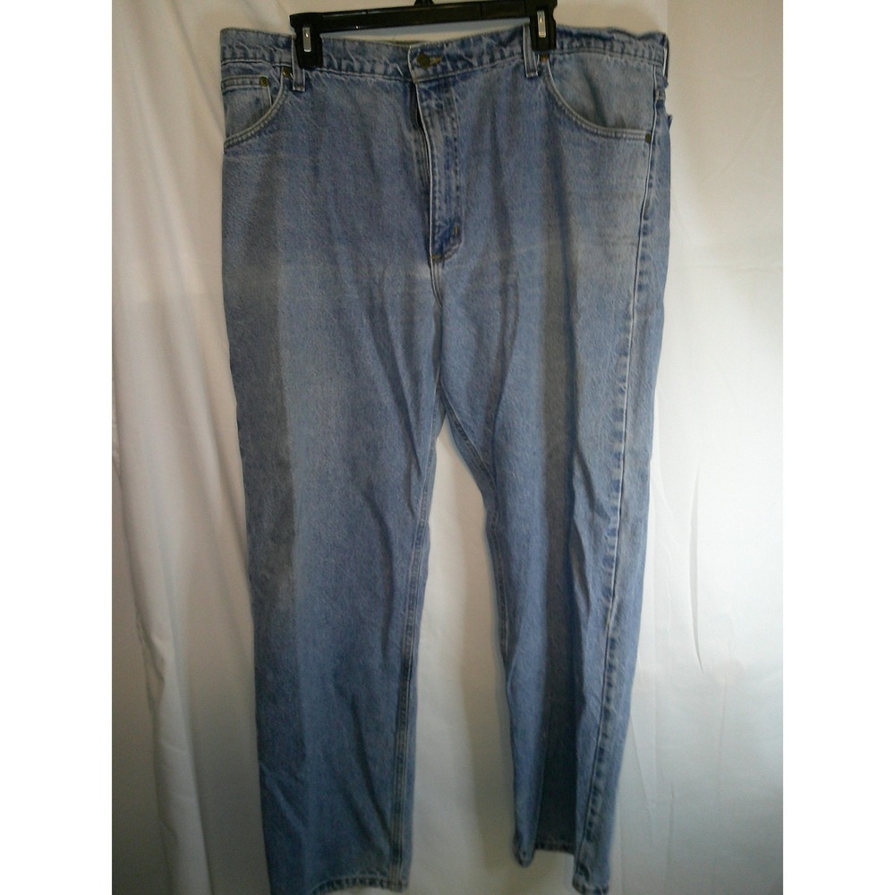 Distressed Carhartt Relaxed Fit Jeans Light Wash Denim Pants Workwear 42x32